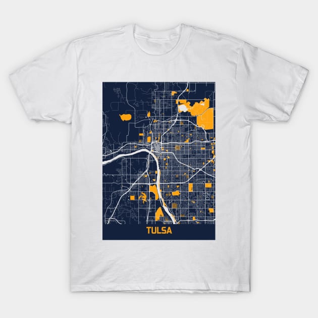 Tulsa - United States Bluefresh City Map T-Shirt by tienstencil